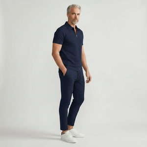 Yucas - Matching Zip Polo And Tapered Pants Set