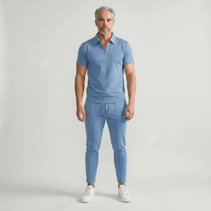 Yucas - Matching Zip Polo And Tapered Pants Set