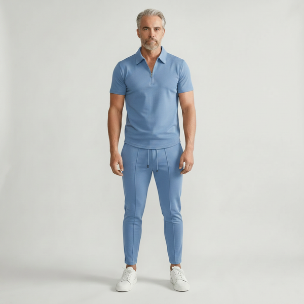 Yucas - Matching Zip Polo And Tapered Pants Set