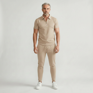 Yucas - Matching Zip Polo And Tapered Pants Set