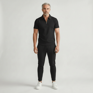 Yucas - Matching Zip Polo And Tapered Pants Set