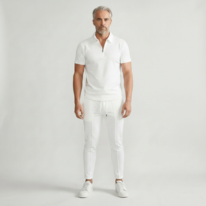 Yucas - Matching Zip Polo And Tapered Pants Set