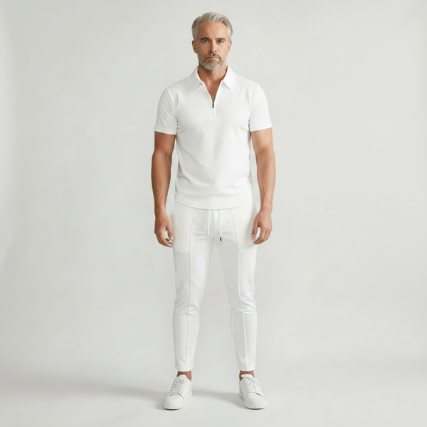 Yucas - Matching Zip Polo And Tapered Pants Set