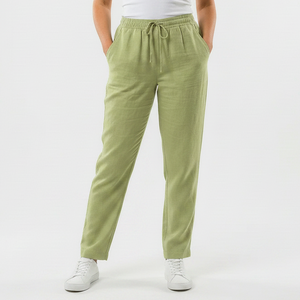 Brezara - High-Waist Drawstring Relaxed Pants