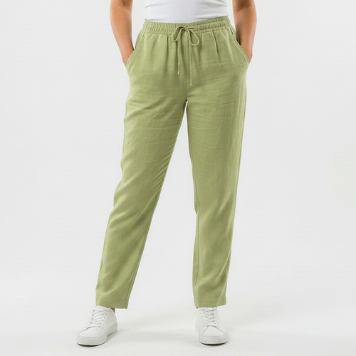 Brezara - High-Waist Drawstring Relaxed Pants