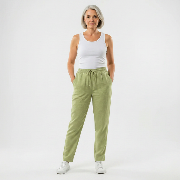 Brezara - High-Waist Drawstring Relaxed Pants