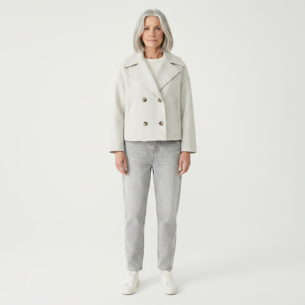Clarvette - Cropped Double-Breasted Women's Jacket