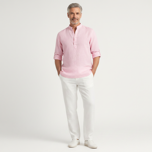 Brezova - Lightweight Band Collar Pullover Shirt