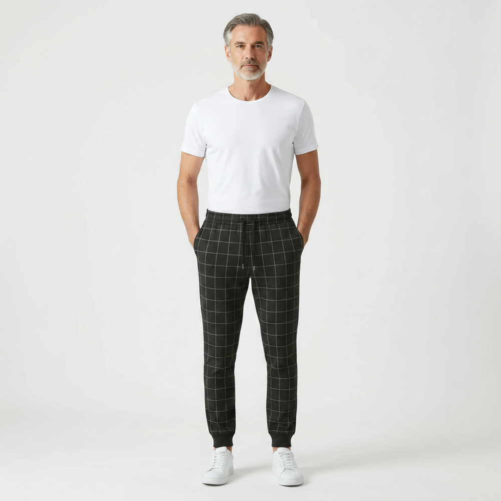 Griddex - Plaid Print Jogger Pants For Men