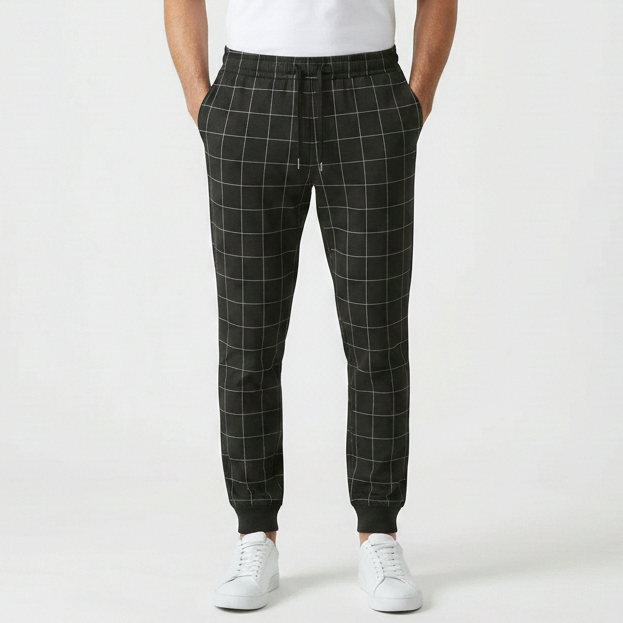 Griddex - Plaid Print Jogger Pants For Men