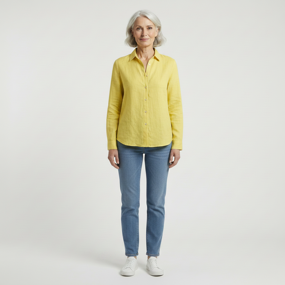 Flyrella - Button-Down Bird Print Blouse