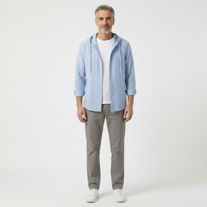 Zephyra - Button-Front Hooded Shirt Jacket