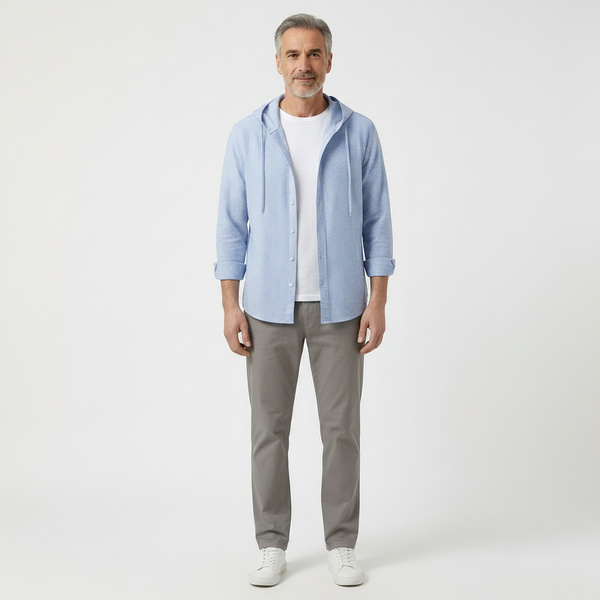 Zephyra - Button-Front Hooded Shirt Jacket