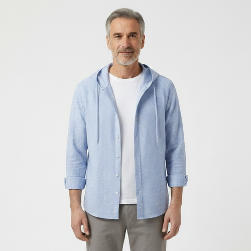 Zephyra - Button-Front Hooded Shirt Jacket