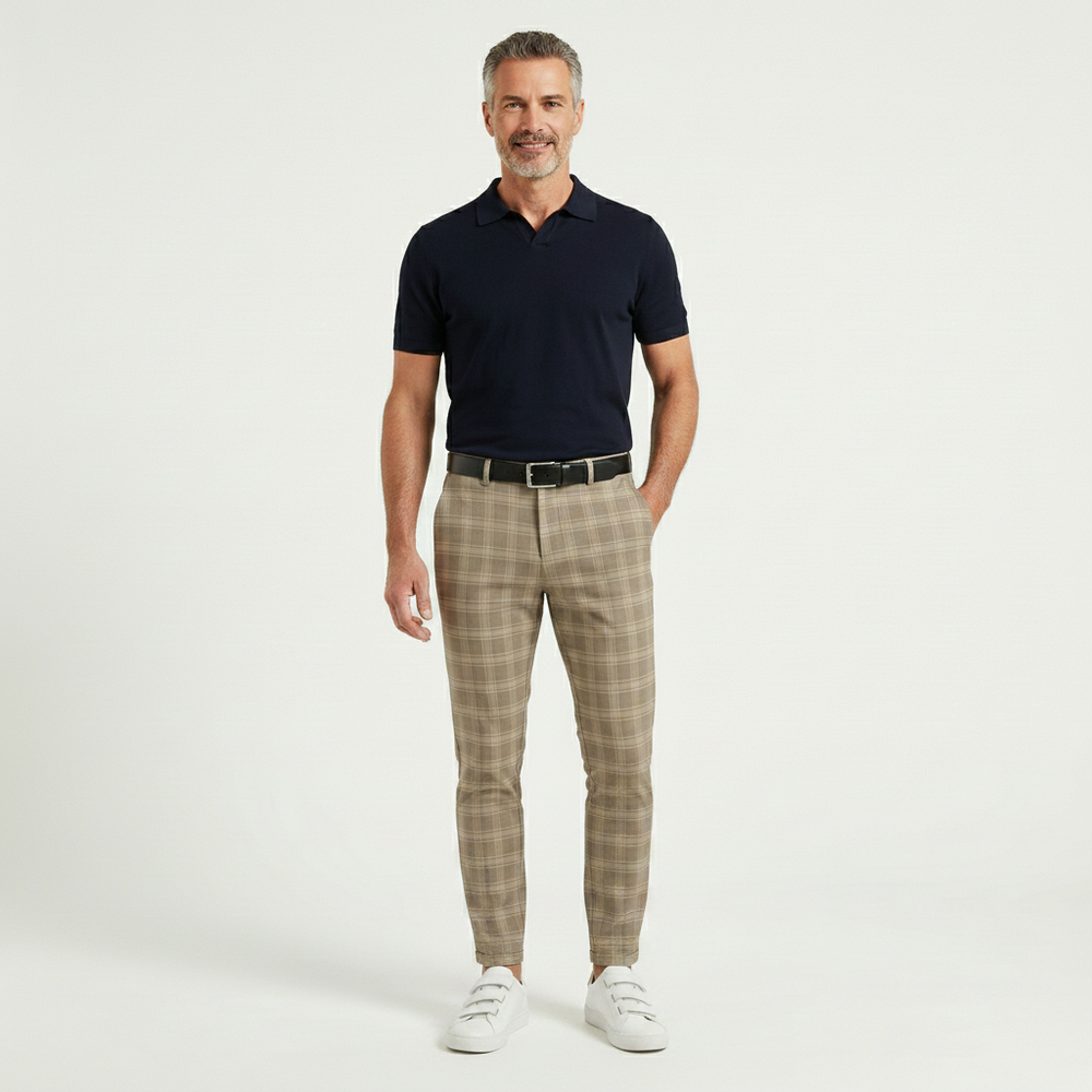 Plaidex - Slim Fit Plaid Chino Pants