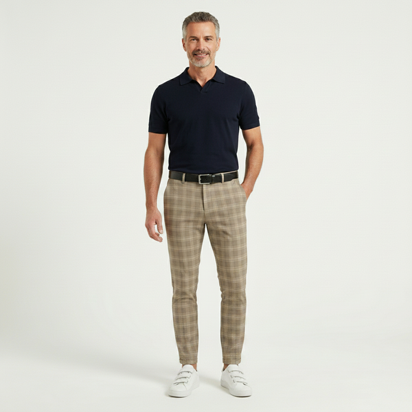 Plaidex - Slim Fit Plaid Chino Pants