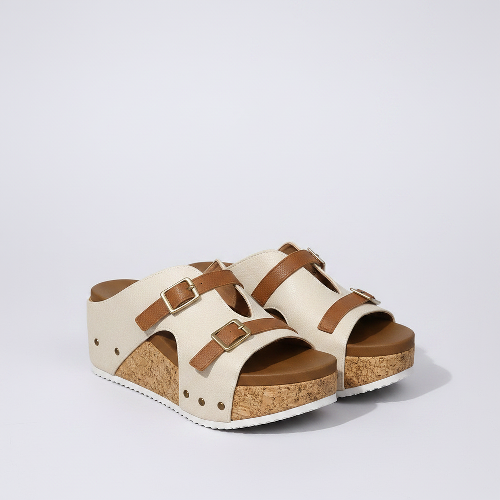 Lorena - Cork Platform Open-Toe Sandal