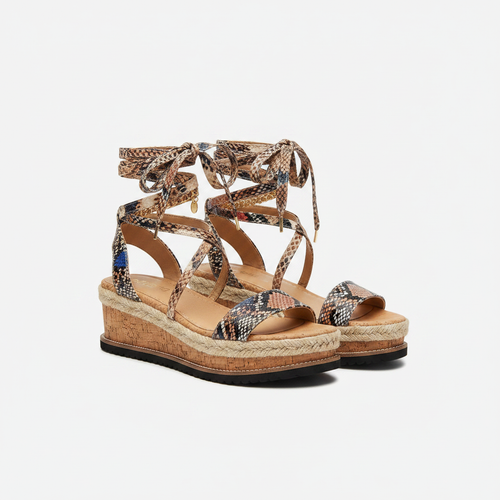 Galene - Lace-Up Ankle Wrap Platform Sandal