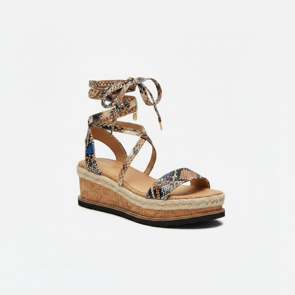 Galene - Lace-Up Ankle Wrap Platform Sandal
