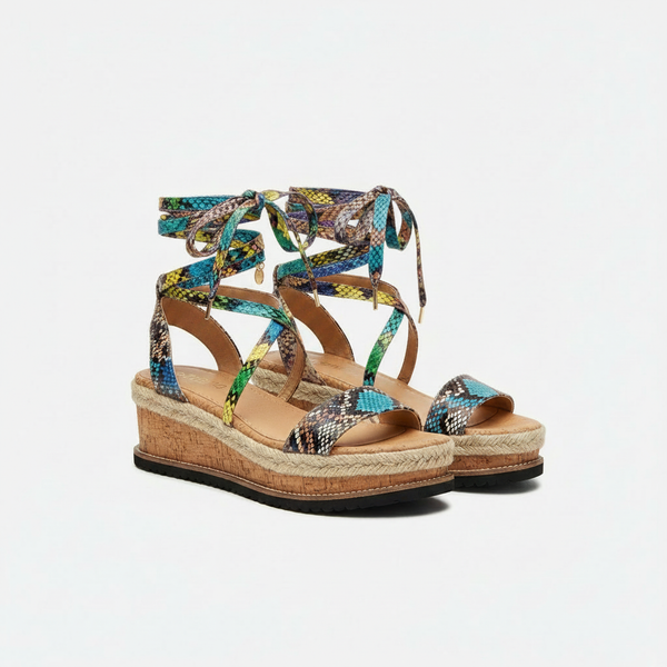Galene - Lace-Up Ankle Wrap Platform Sandal