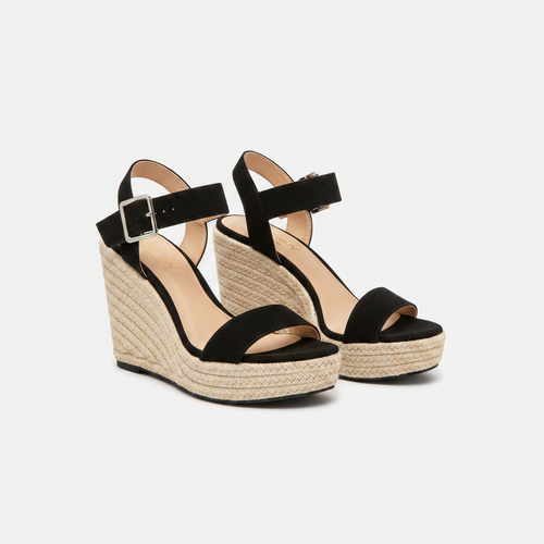 Delyra - Platform Wedge Ankle Strap Sandal