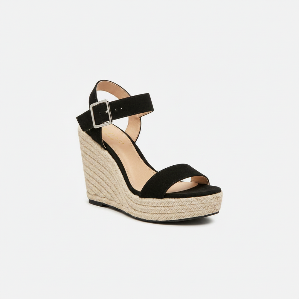 Delyra - Platform Wedge Ankle Strap Sandal