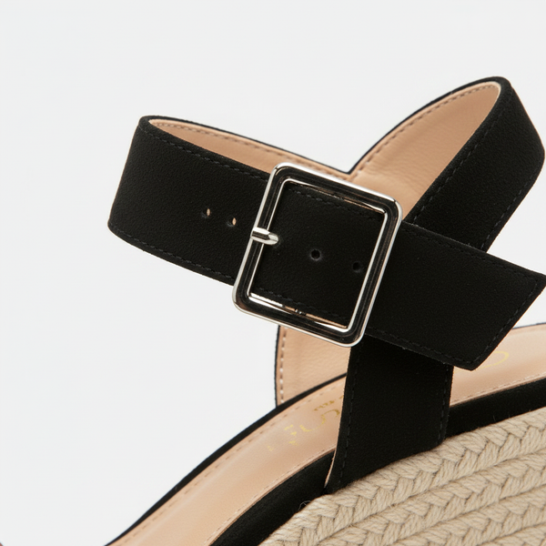 Delyra - Platform Wedge Ankle Strap Sandal