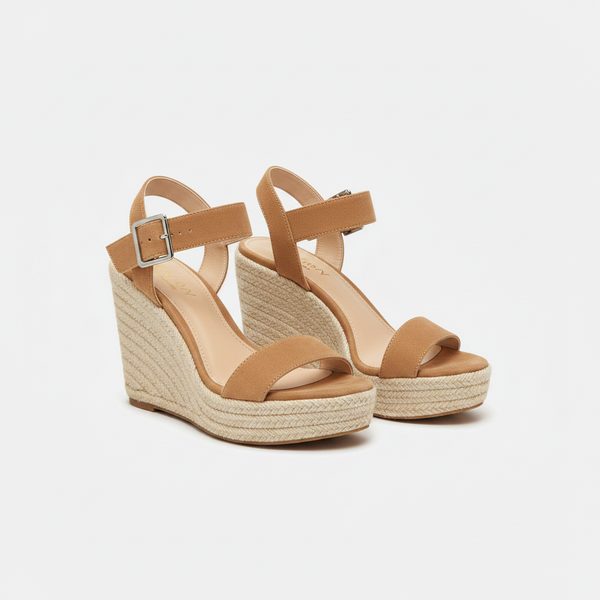 Delyra - Platform Wedge Ankle Strap Sandal