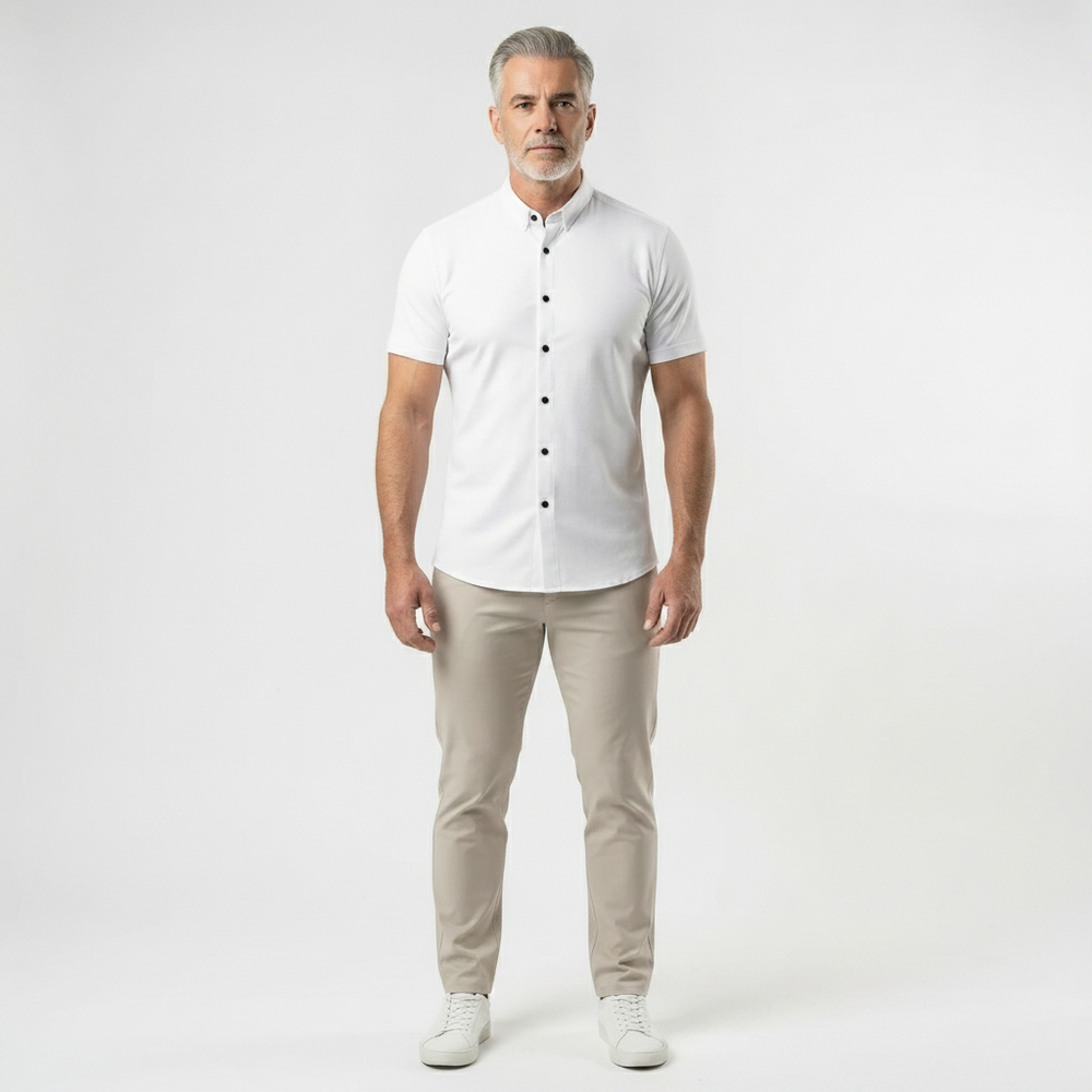 Slimvaro - Slim Fit Short Sleeve Button Shirt