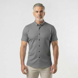 Slimvaro - Slim Fit Short Sleeve Button Shirt