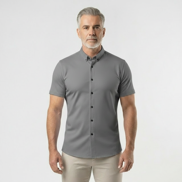 Slimvaro - Slim Fit Short Sleeve Button Shirt