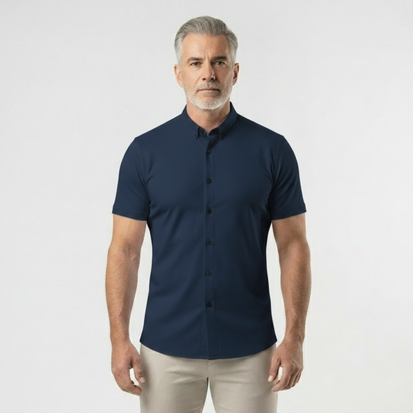 Slimvaro - Slim Fit Short Sleeve Button Shirt