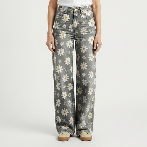 Florava - Wide-Leg Floral Print Baggy Pants