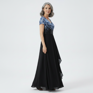 Velurna - Floral Bodice Midi Dress With Flowing Skirt