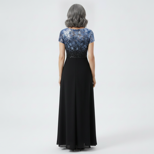 Velurna - Floral Bodice Midi Dress With Flowing Skirt