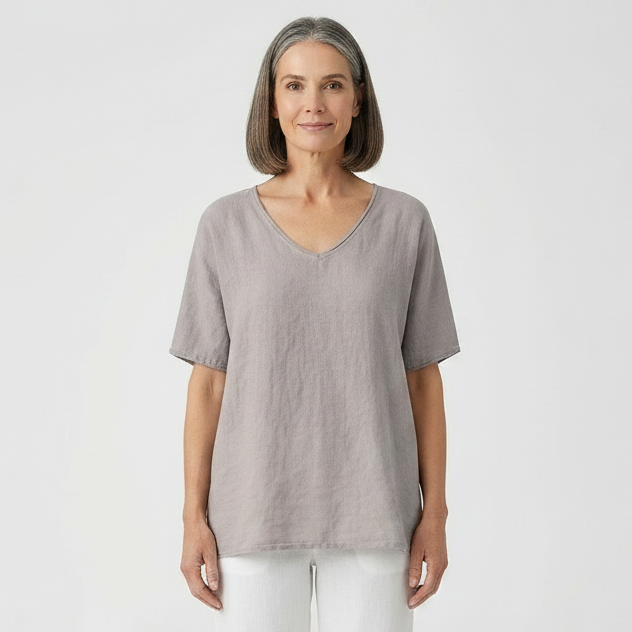 Brezzia - Loose Fit V-Neck Women's Blouse