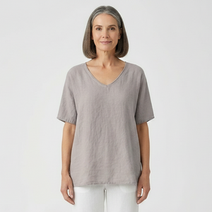Brezzia - Loose Fit V-Neck Women's Blouse