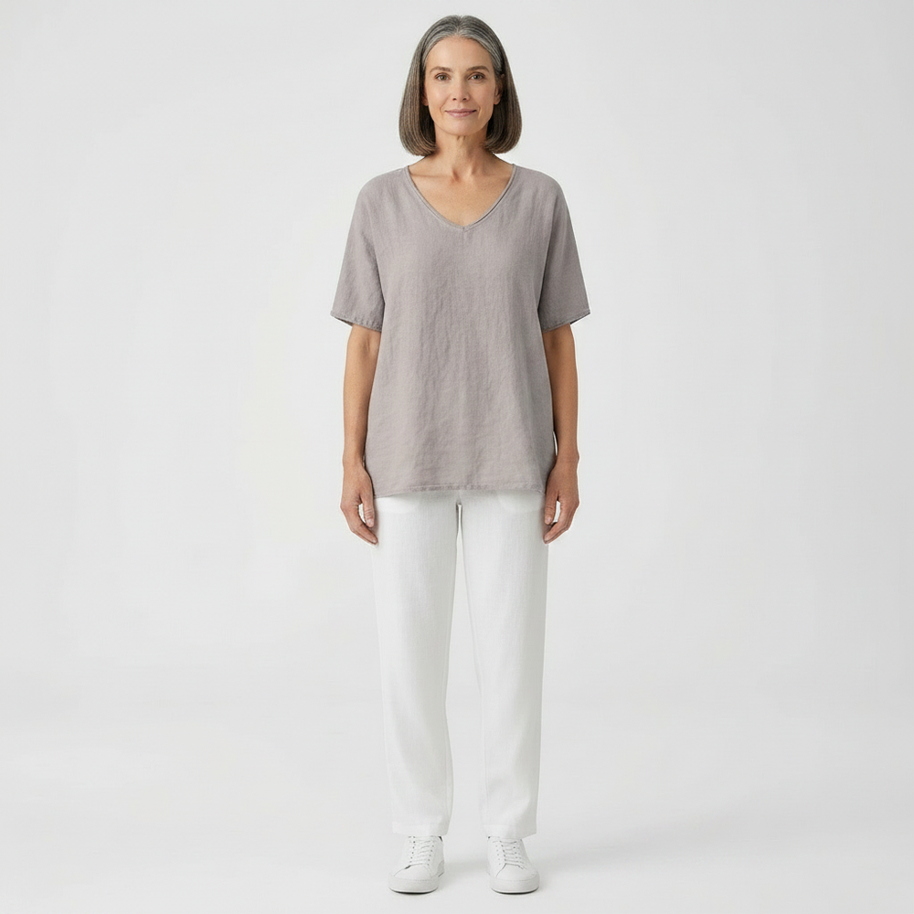 Brezzia - Loose Fit V-Neck Women's Blouse