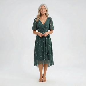 Floravel - V-Neck Floral Wrap-Style Midi Dress