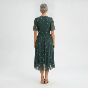 Floravel - V-Neck Floral Wrap-Style Midi Dress