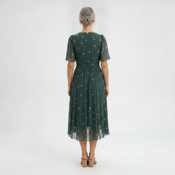 Floravel - V-Neck Floral Wrap-Style Midi Dress