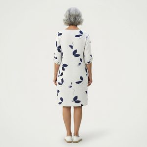 Velvaris - V-Neck Leaf Print Shift Dress