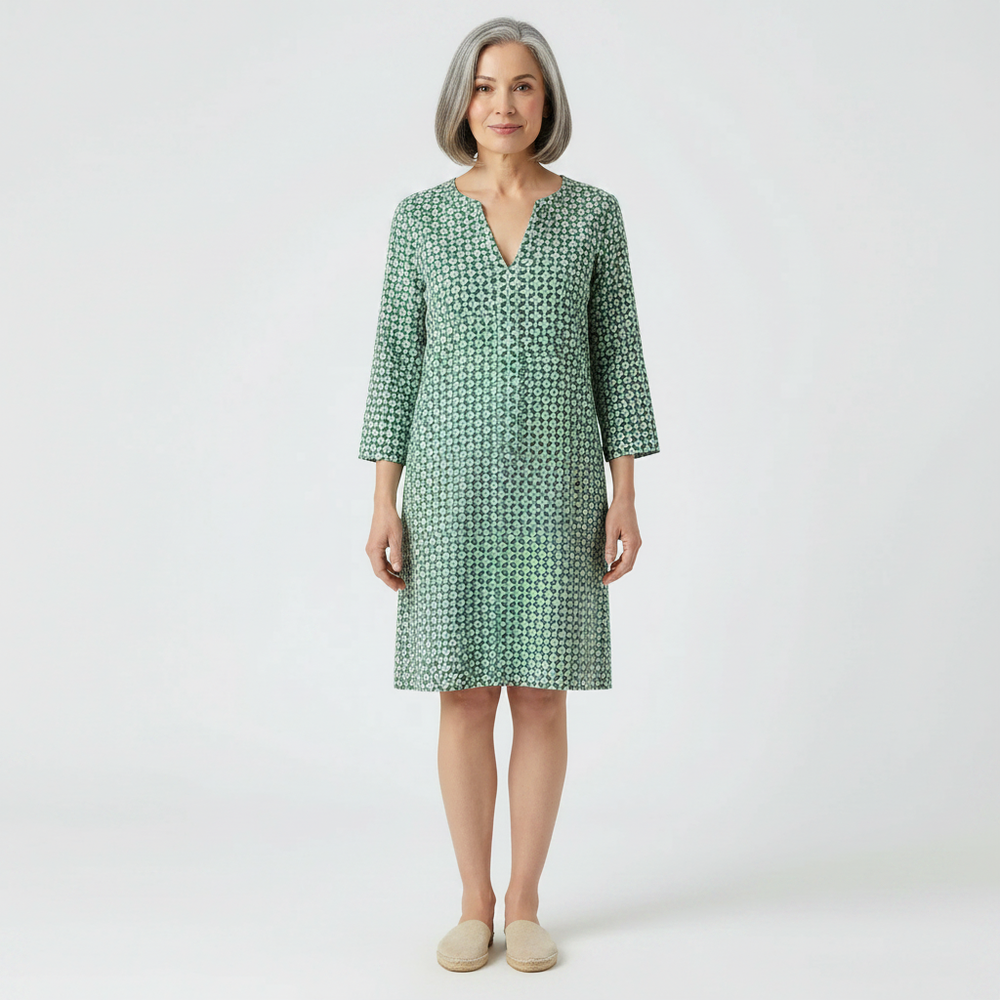 Verdala - Loose Fit Printed Knee-Length Dress