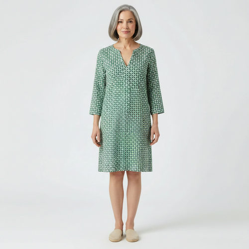 Verdala - Loose Fit Printed Knee-Length Dress