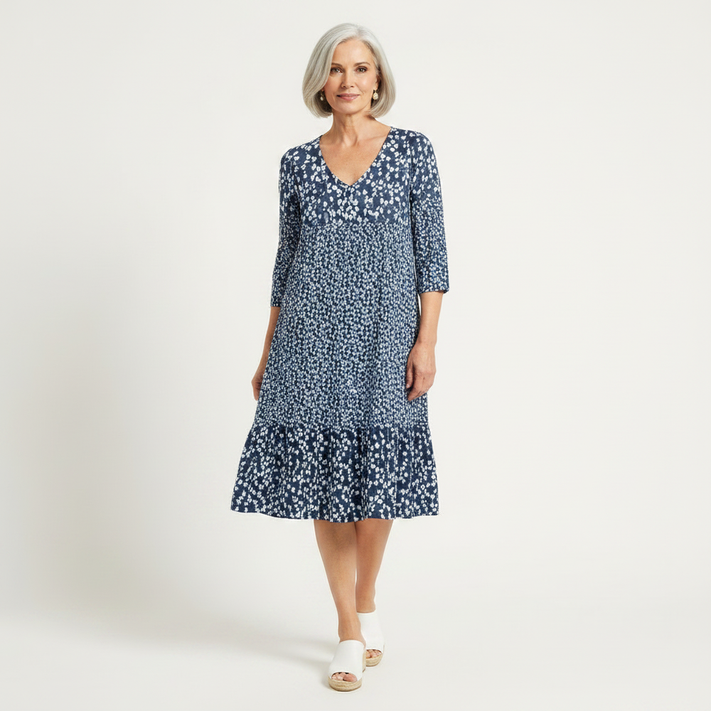 Florielle - Floral Print Midi Dress With Ruffle Hem