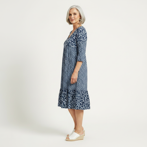 Florielle - Floral Print Midi Dress With Ruffle Hem