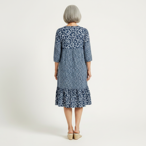 Florielle - Floral Print Midi Dress With Ruffle Hem