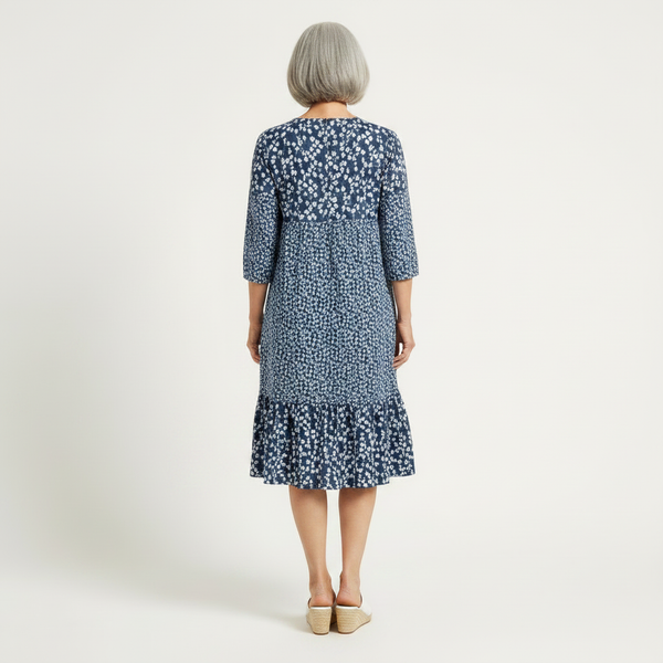 Florielle - Floral Print Midi Dress With Ruffle Hem