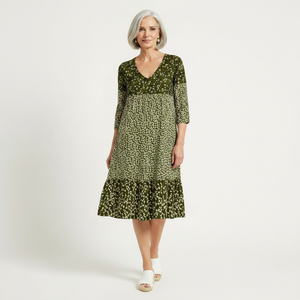 Florielle - Floral Print Midi Dress With Ruffle Hem