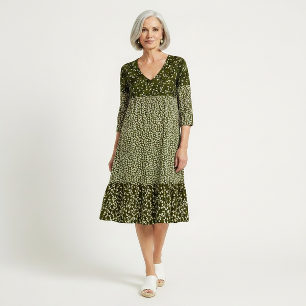 Florielle - Floral Print Midi Dress With Ruffle Hem
